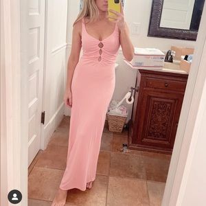 zara pink cut out midi dress